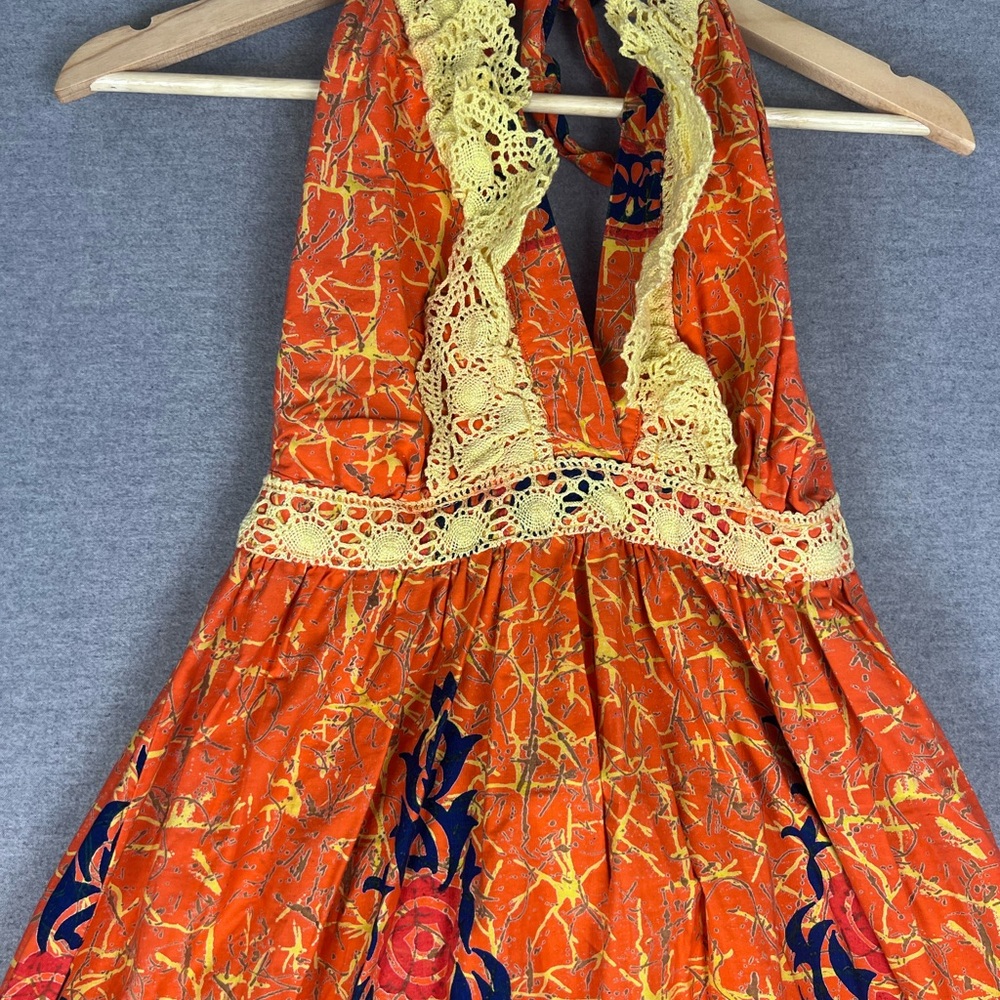 1960s True‎ Vintage Hawaiian Dress Orange Floral One Size